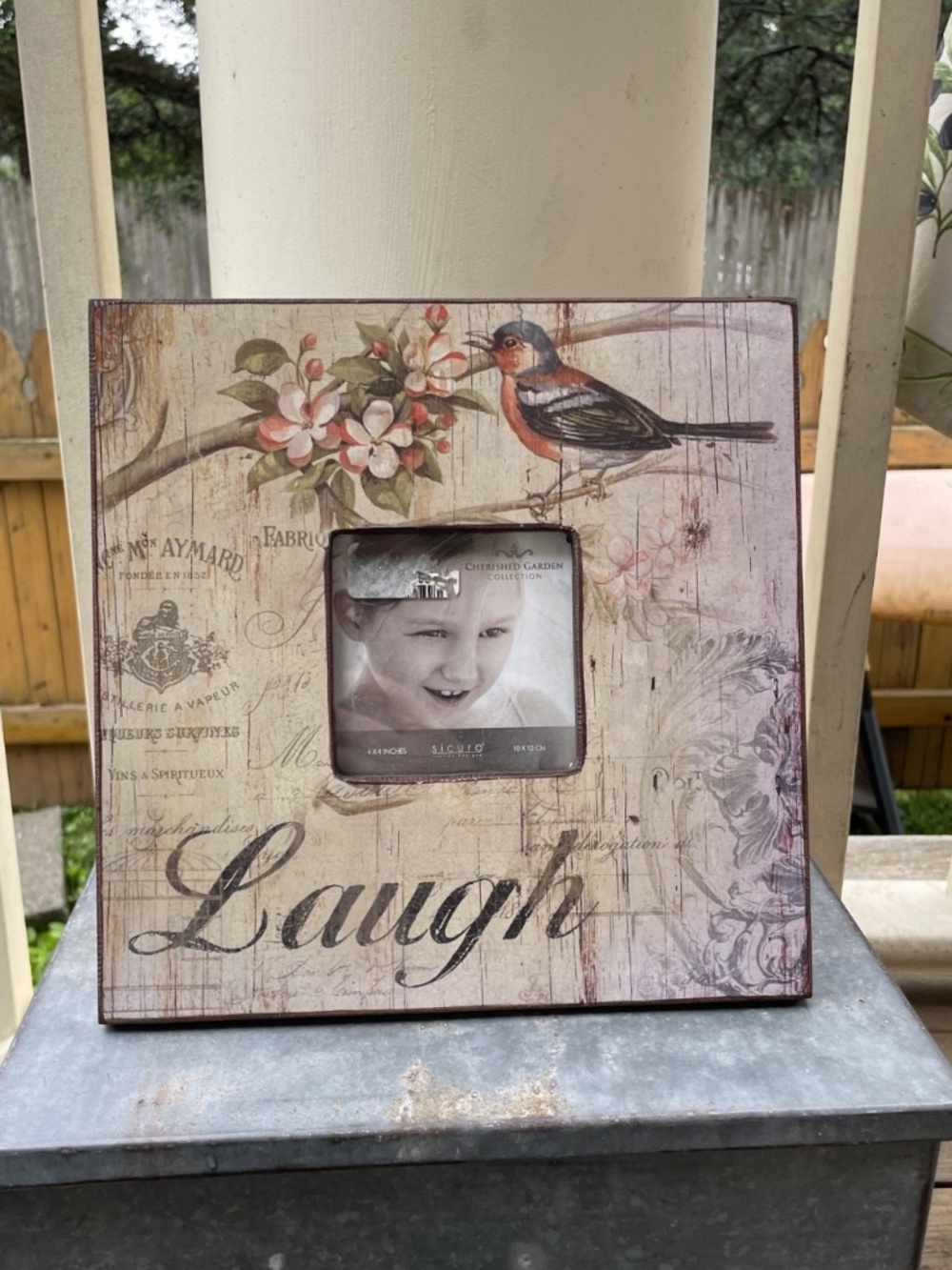 Rustic Cherished Garden Collection 10x10 Picture Frame with Floral, Bird Design